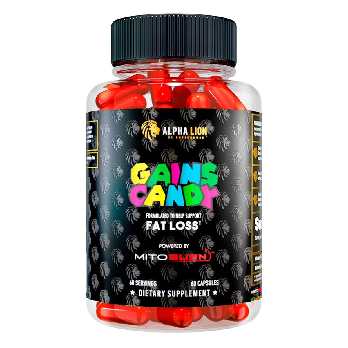 ALPHA LION Gains Candy, Pills that Support Weight Loss, Energy Supplements, 100% Natural Extract, Calorie Burning, Regulates Healthy Metabolism, 60 Capsules (Fat Loss - CaloriBurn®)