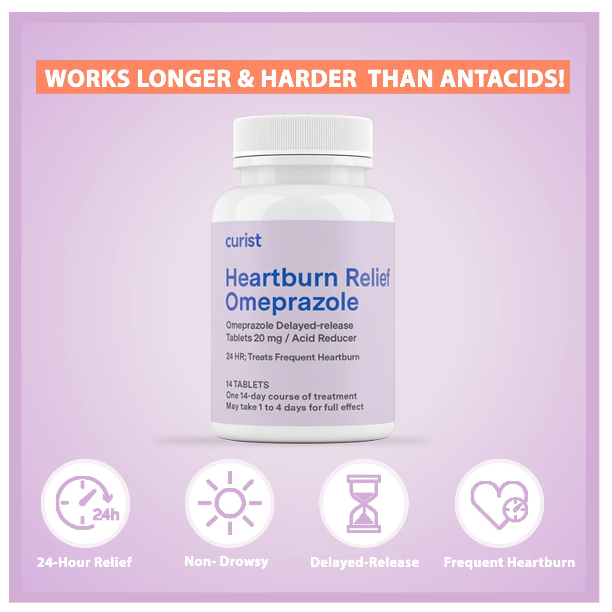 Curist Omeprazole 20mg Tablets Bulk Pack - 84Count Delayed-Release Tablets - Acid Reflux Medicine for Heartburn Relief (2 Pack of 42 Tablets - 84 Total) Curist buy australia supplements