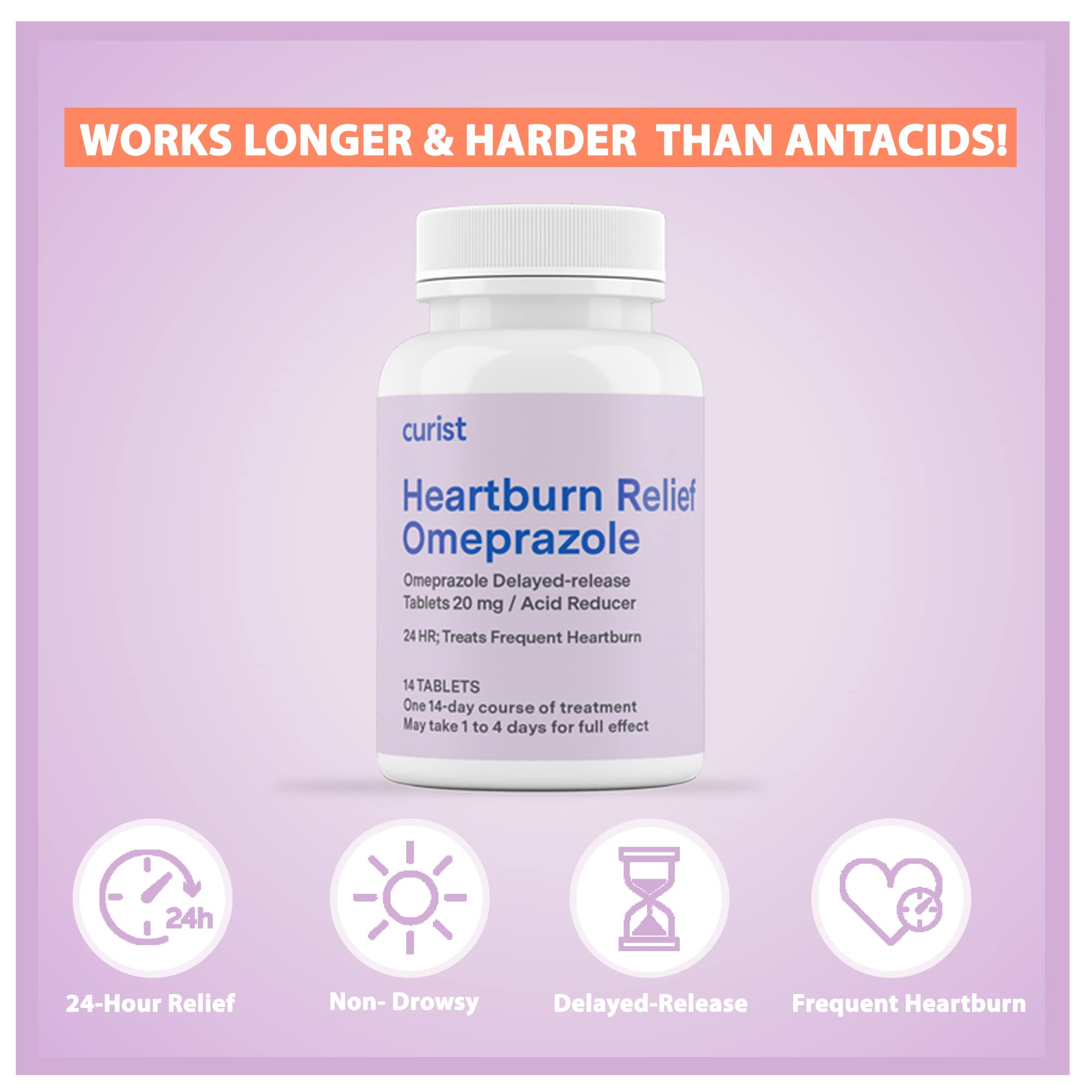 Curist Omeprazole 20mg Tablets - 42 Count Delayed-Release Tablets - Acid Reflux Medicine for Heartburn Relief Curist buy australia supplements