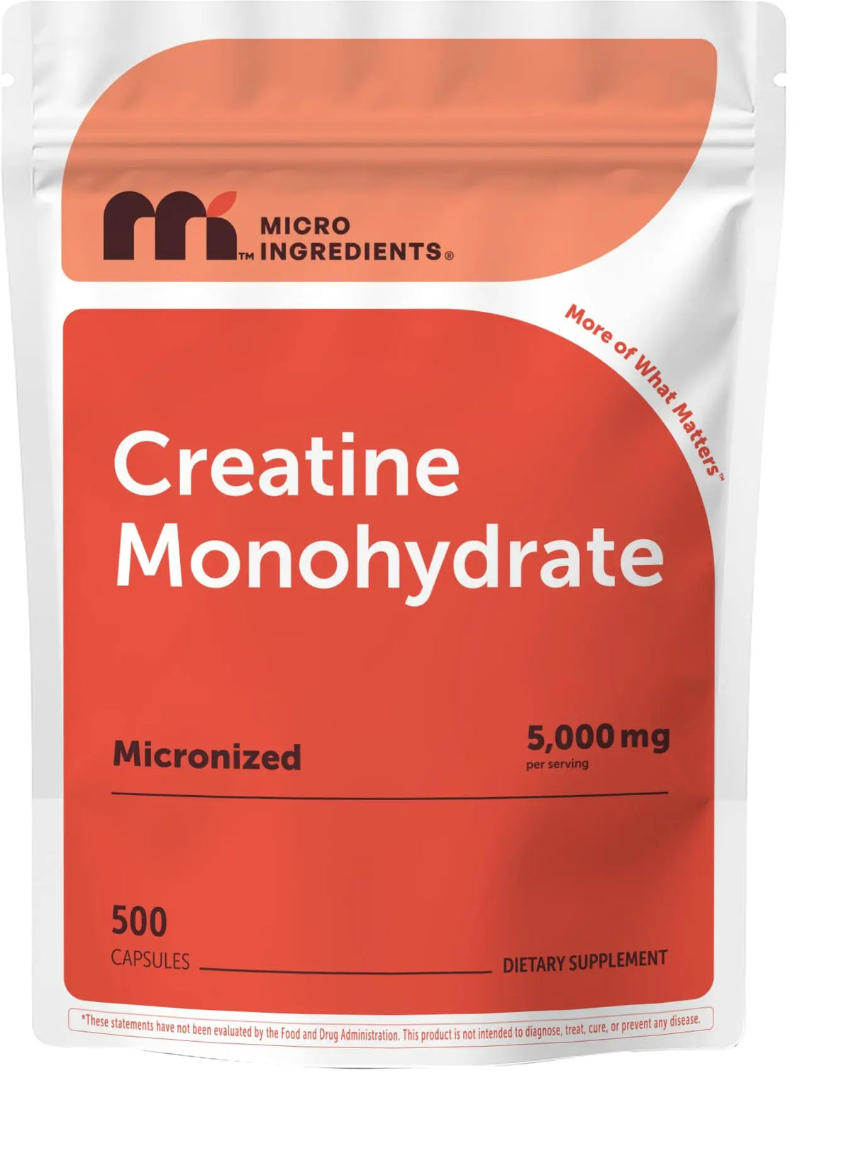 Creatine Monohydrate 5,000mg, 500 Capsules | Pure Creatine Pills – Micronized + Unflavored Powder Source, Easy Absorption | Keto, Non-GMO Micro Ingredients