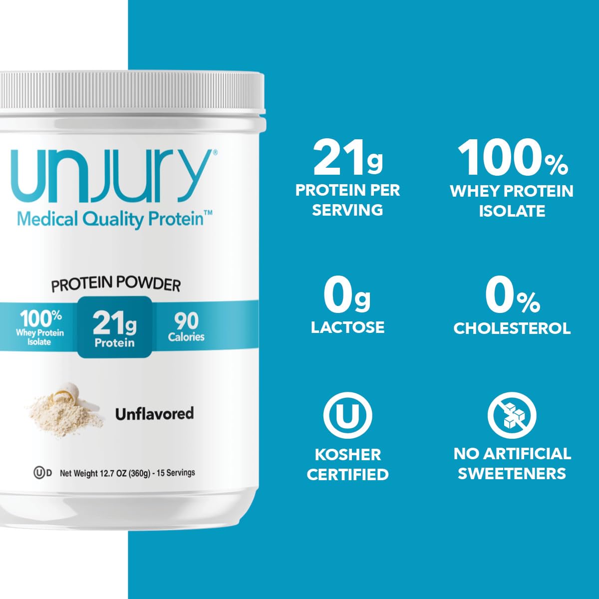 Unjury Unflavored Protein Powder | 21g 100% Whey Isolate Protein Powder | Unflavored Whey Protein Powder | Low Carb and Sugar Free Whey Protein Isolate | Gluten Free Unjury buy australia supplements