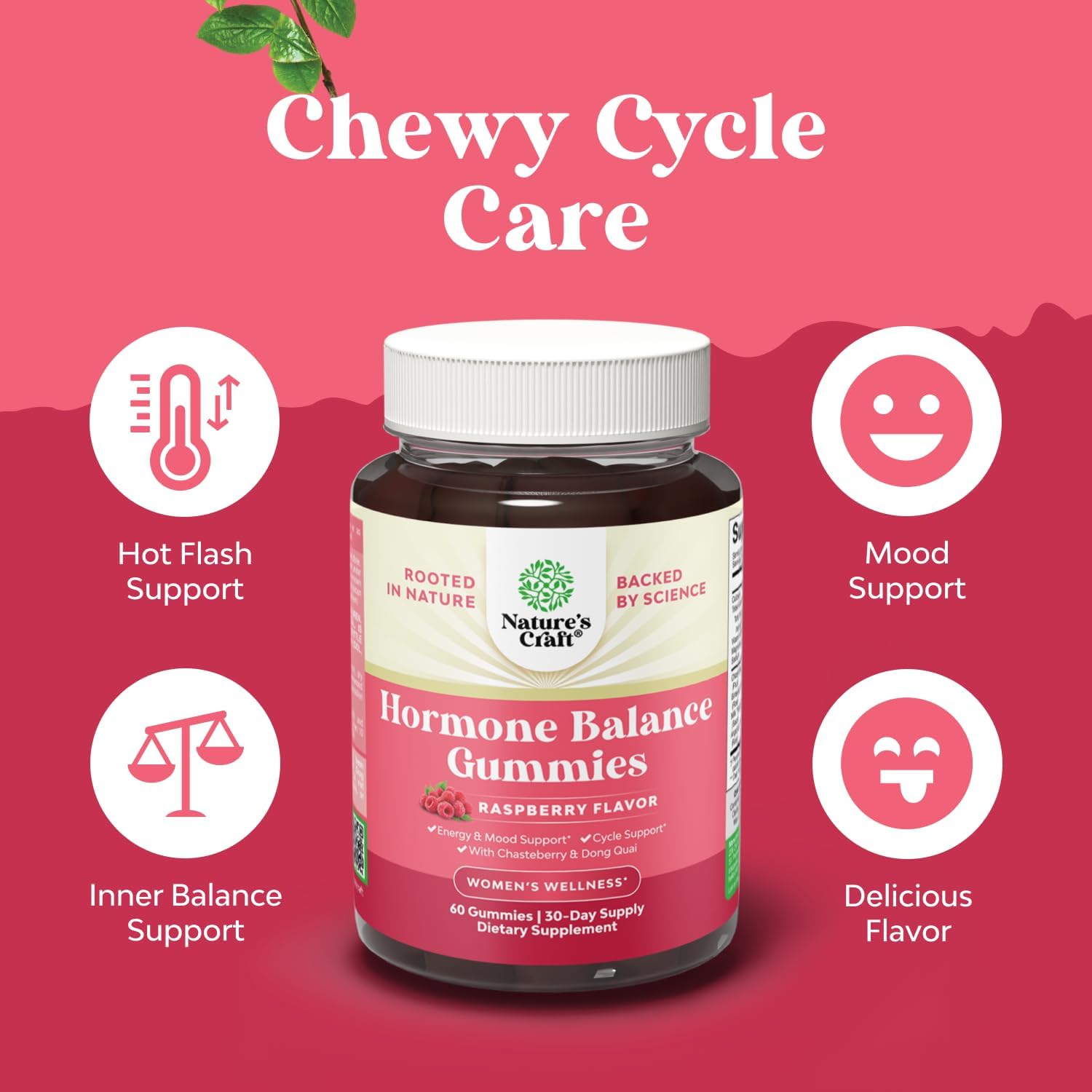 Hormone Balance for Women Gummies of All Ages - Menopause Gummies - 60 Ct | PMS Support Supplement for Women - Regulate Menstrual Cycle & Hormonal Balance - Mood Swings Support - Vitamin B6 & Ginseng Gsupps Australia