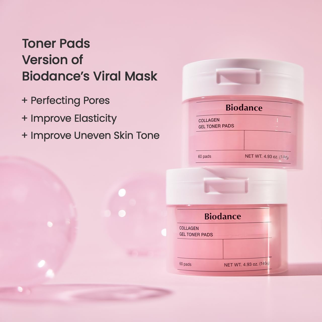 Biodance Collagen Gel Toner Pads, Pore Minimizer for Face, Improving Elasticity, Plumping Toner Pads for Sensitive Skin BIODANCE