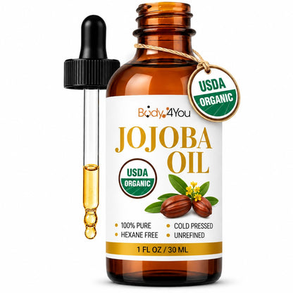 BodyJ4You Organic Golden Jojoba Oil - USDA 100% Pure Cold Pressed Unrefined BodyJ4You