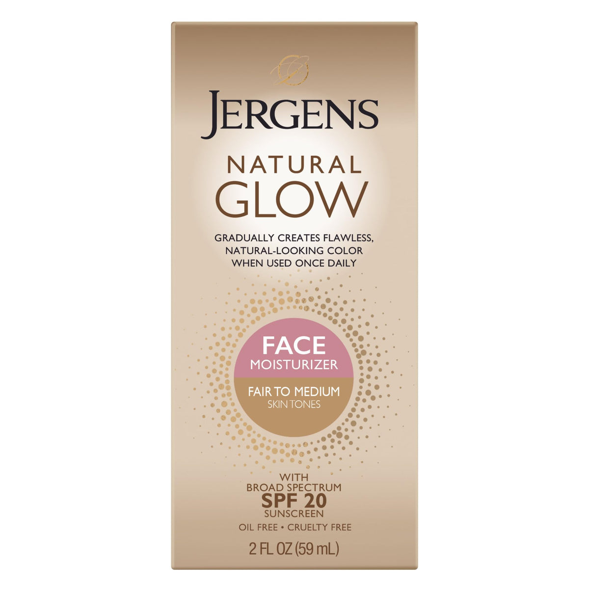 Jergens Natural Glow Face Self Tanner Lotion SPF 20, Fair To Medium, 2 oz Jergens