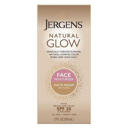 Jergens Natural Glow Face Self Tanner Lotion SPF 20, Fair To Medium, 2 oz Jergens