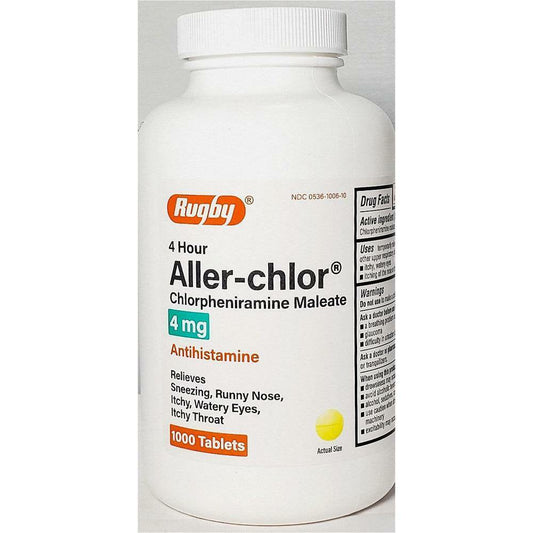 Rugby Aller-Chlor Chlorpheniramine 4mg 1000ct