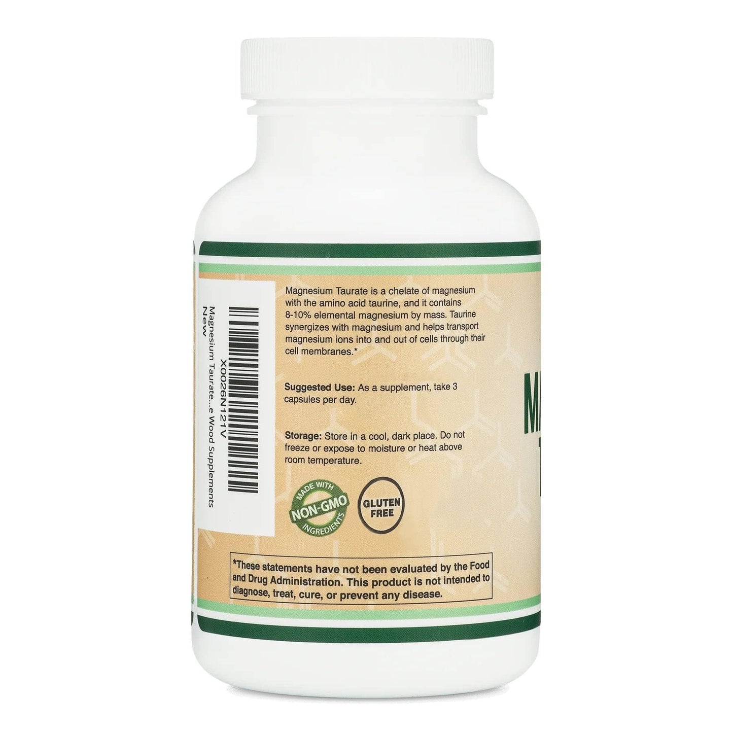 Magnesium Taurate Supplement for Cardiovascular Health to Boost Magnesium Levels (1,500mg per Serving, 210 Vegan Capsules) Non-GMO, Gluten Free Double Wood Supplements