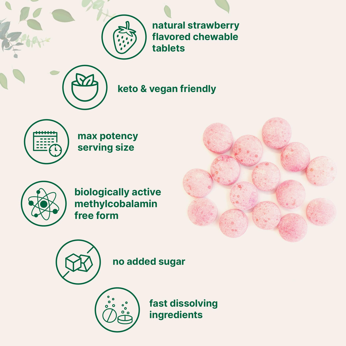 Micro Ingredients Vitamin B12 5,000 mcg | Methylcobalamin – 240 Chewable Tablets | Fast Dissolve, Natural Strawberry Flavor Micro Ingredients