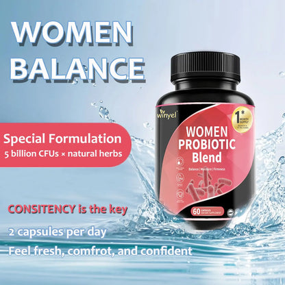 WINYEL Vaginal Probiotics for Women with Prebiotics & Herbal Blend – pH Balance & Feminine Health Support – Multi-Strain Lactobacillus for Vaginal Flora, WINYEL