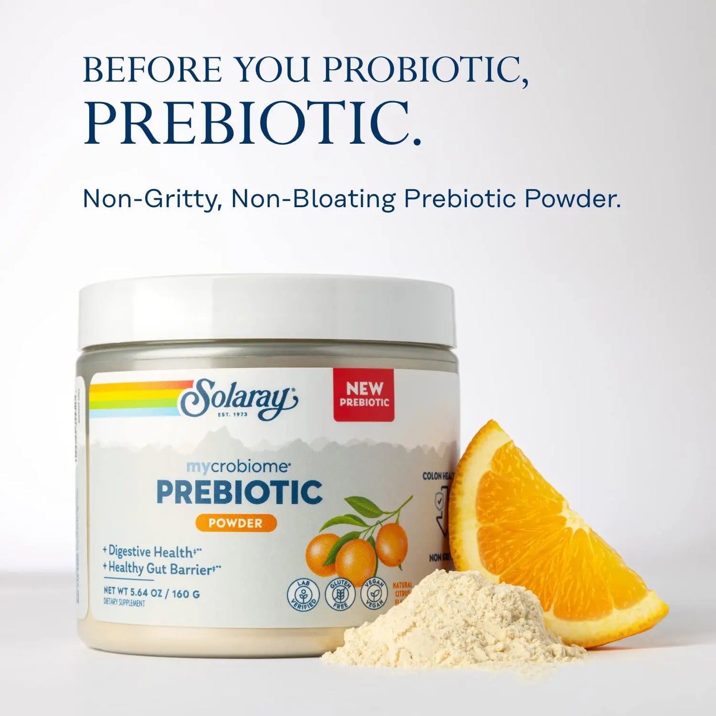 SOLARAY Mycrobiome Prebiotic Powder, Prebiotics for Women and Men, Digestive Nutritional Supplements for Colon and Gut Health, Easy-to-Mix, Non-Bloating Formula, SOLARAY