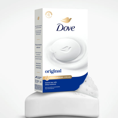 Dove Beauty Bar Soap Original 8 Count for Soft, Smooth Skin, with 1/4 Moisturizing Cream 3.75 oz Dove