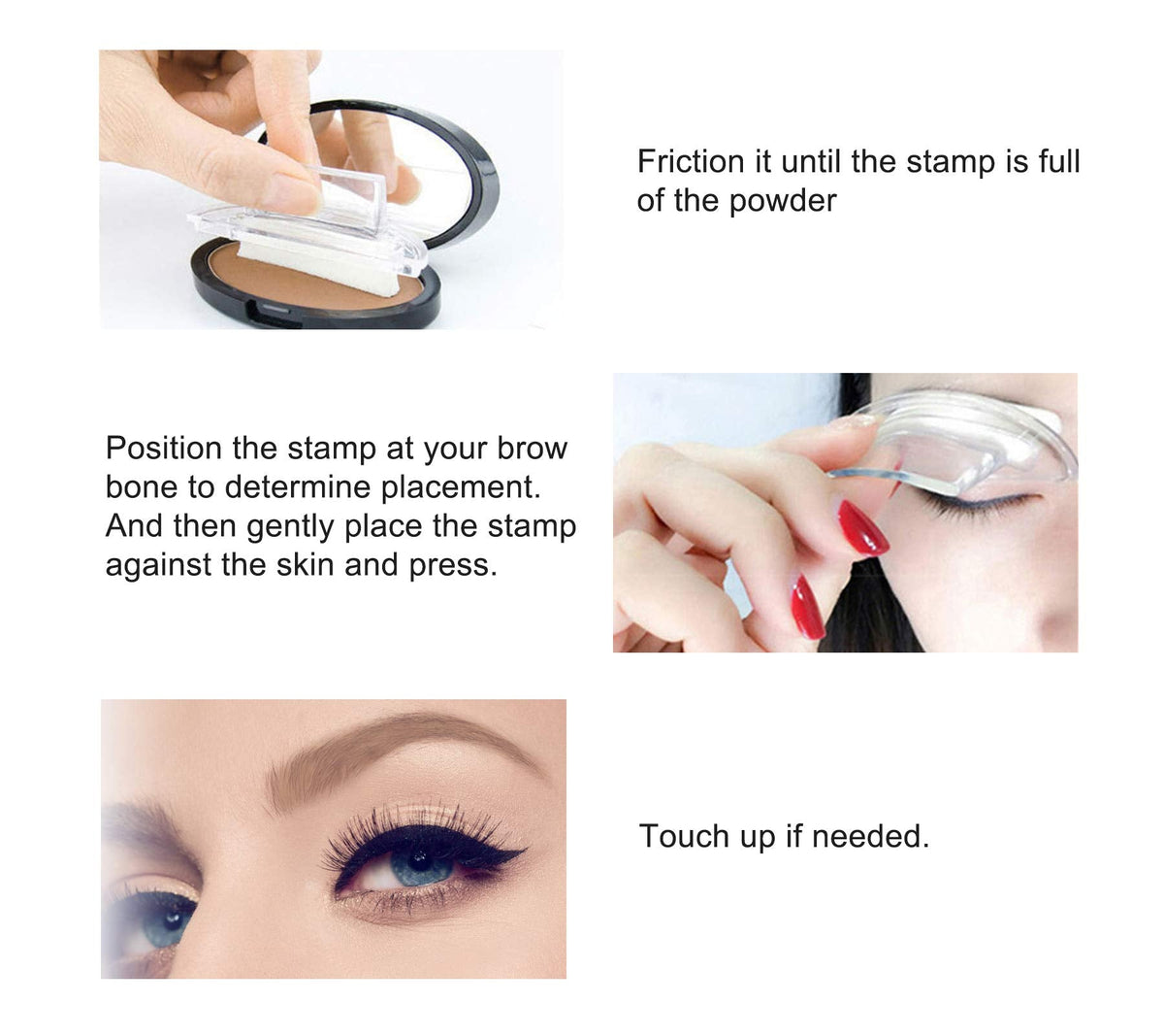 Boobeen Eyebrow Seal Stamp Powder - Waterproof 3 Seconds Eye Make Up Nature Coloring Kit - Creates Natural Looking Brows for Makeup Beginners Boobeen