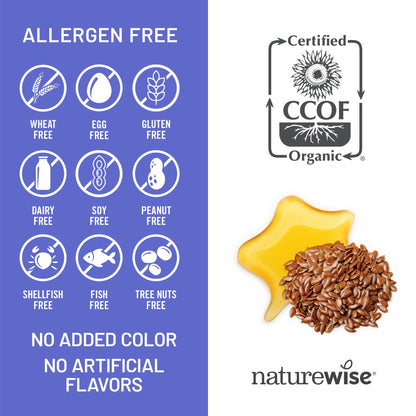 NatureWise Flaxseed Oil 1,242 mg, Fish Free Omega 3 6 9 with 720mg ALA, Dietary Supplement for Heart Health Support - Organic, Cold Pressed, NatureWise