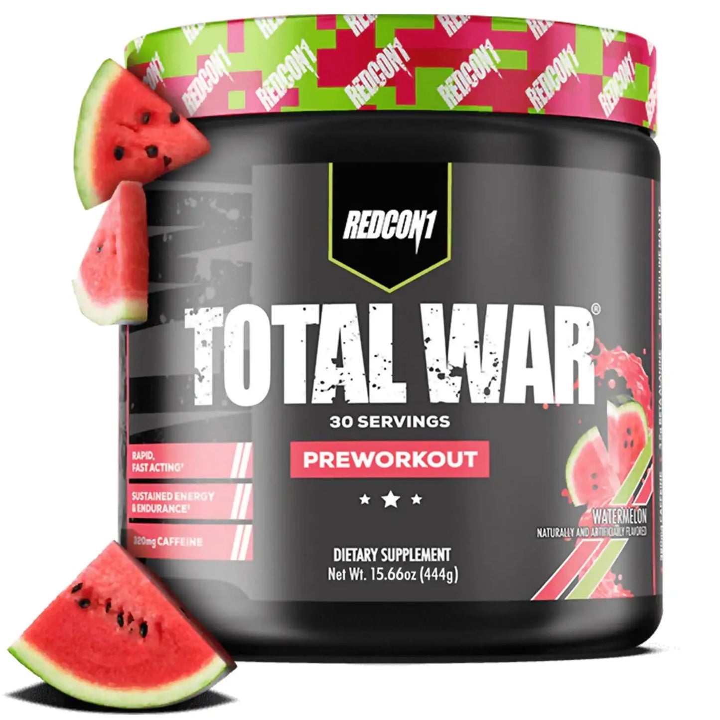 REDCON1 Total War Pre Workout, Watermelon - L Citrulline, Malic Acid, Green Tea Leaf Extract for Pump Boosting Pre Workout for Women & Men - 3.2g Beta Alanine REDCON1