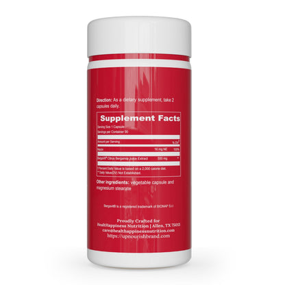 UpNourish BERGAVIT Citrus Bergamot Cholesterol Supplement - Italian Citrus Bergamot Extract 550mg for Women and Men 90 Vegan Capsules UpNourish