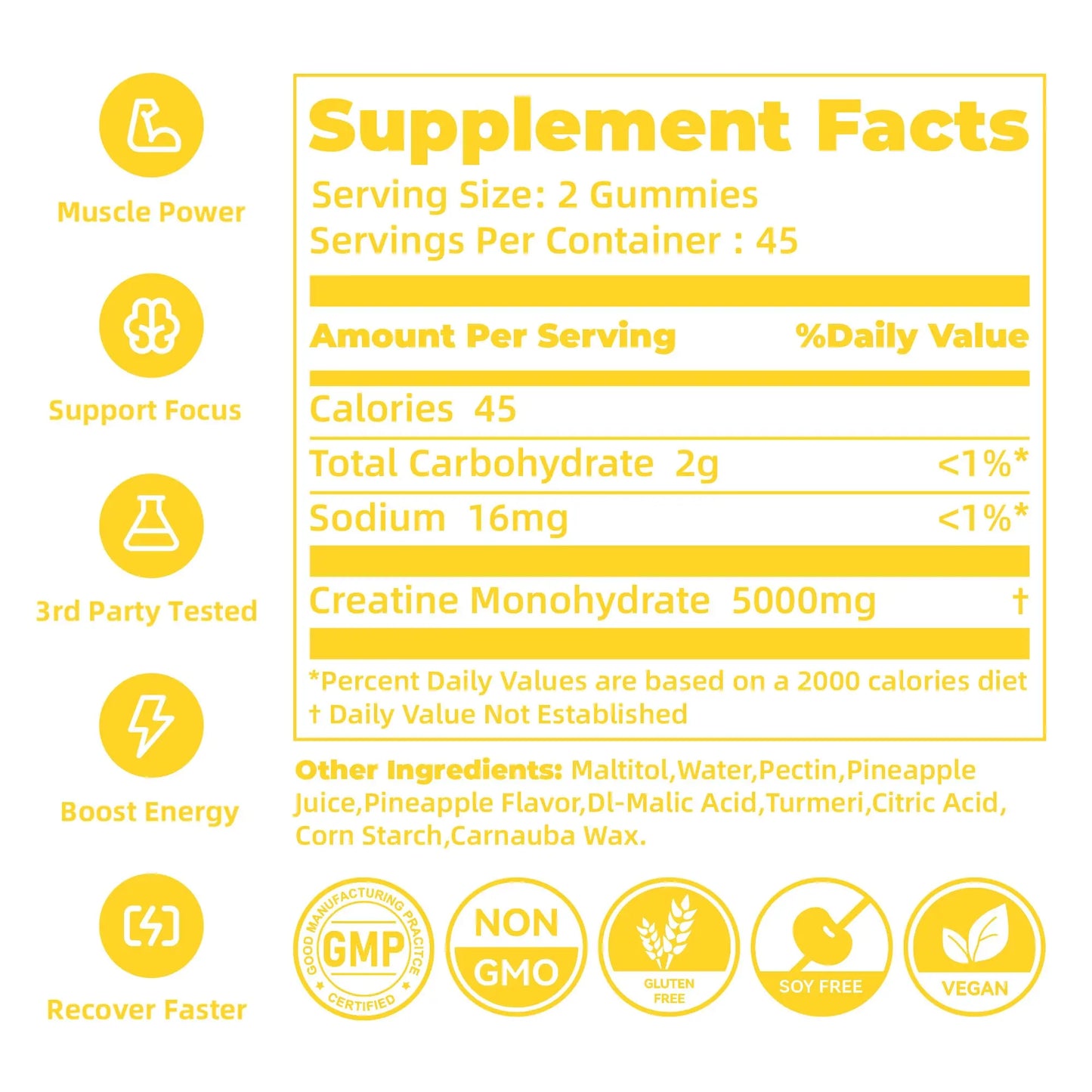 novomins Creatine Monohydrate Gummies for Men & Women, Chewables Creatine Monohydrate for Muscle Strength, Muscle Builder, Energy Boost, Pre-Workout Supplement novomins