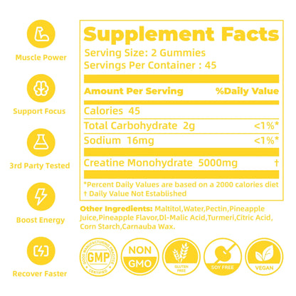 novomins Creatine Monohydrate Gummies for Men & Women, Chewables Creatine Monohydrate for Muscle Strength, Muscle Builder, Energy Boost, Pre-Workout Supplement novomins