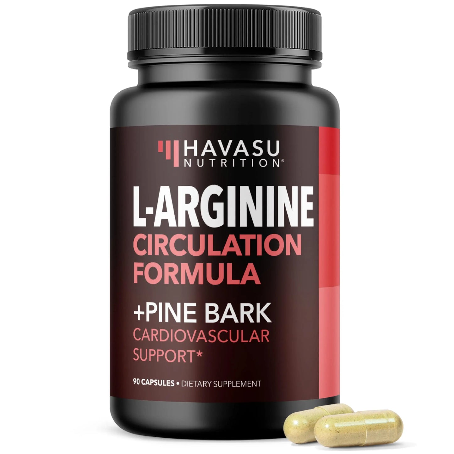 L-Arginine 1800mg and Pine Bark Extract 100mg - Nitric Oxide Supplement for Men - Performance Supplement for Men's Health - 90 Count - Endurance, Recovery Support HAVASU NUTRITION