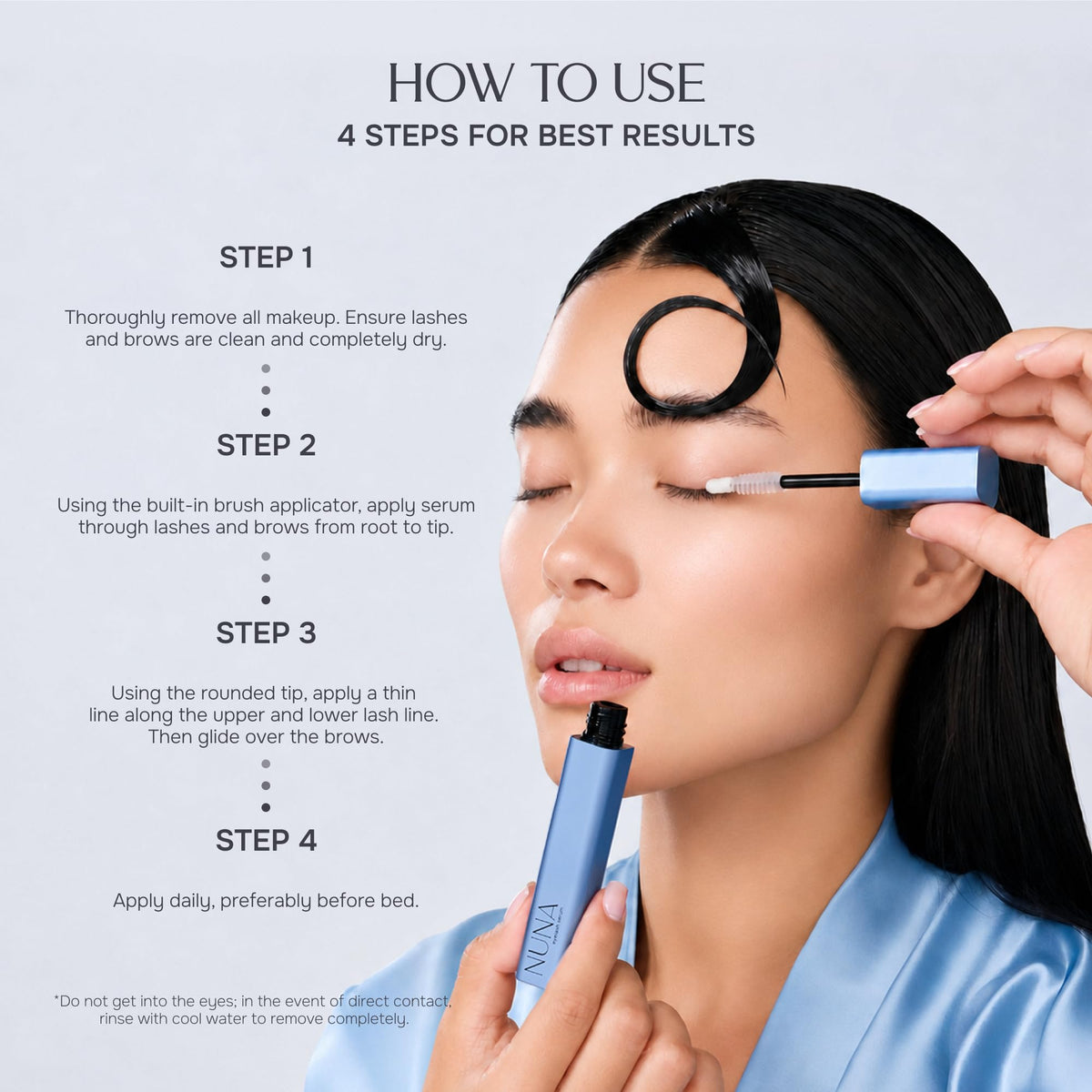 NUNA Eyelash Growth Support Serum 6ml – Eye Lash and Eyebrow Enhancing Serum for Women & Men with Biotin - Korean Multi Peptide & Natural Extracts – Promotes Fuller and Longer Lashes - 6 Month Supply NUNA