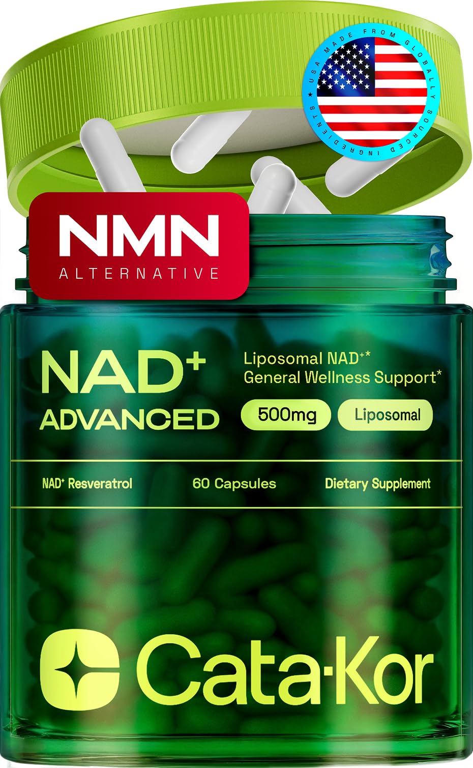 Cata-Kor Liposomal NAD Resveratrol Supplement – NMN Supplement Alternative – Third-Party Tested – Advanced NAD Supplement Cata-Kor