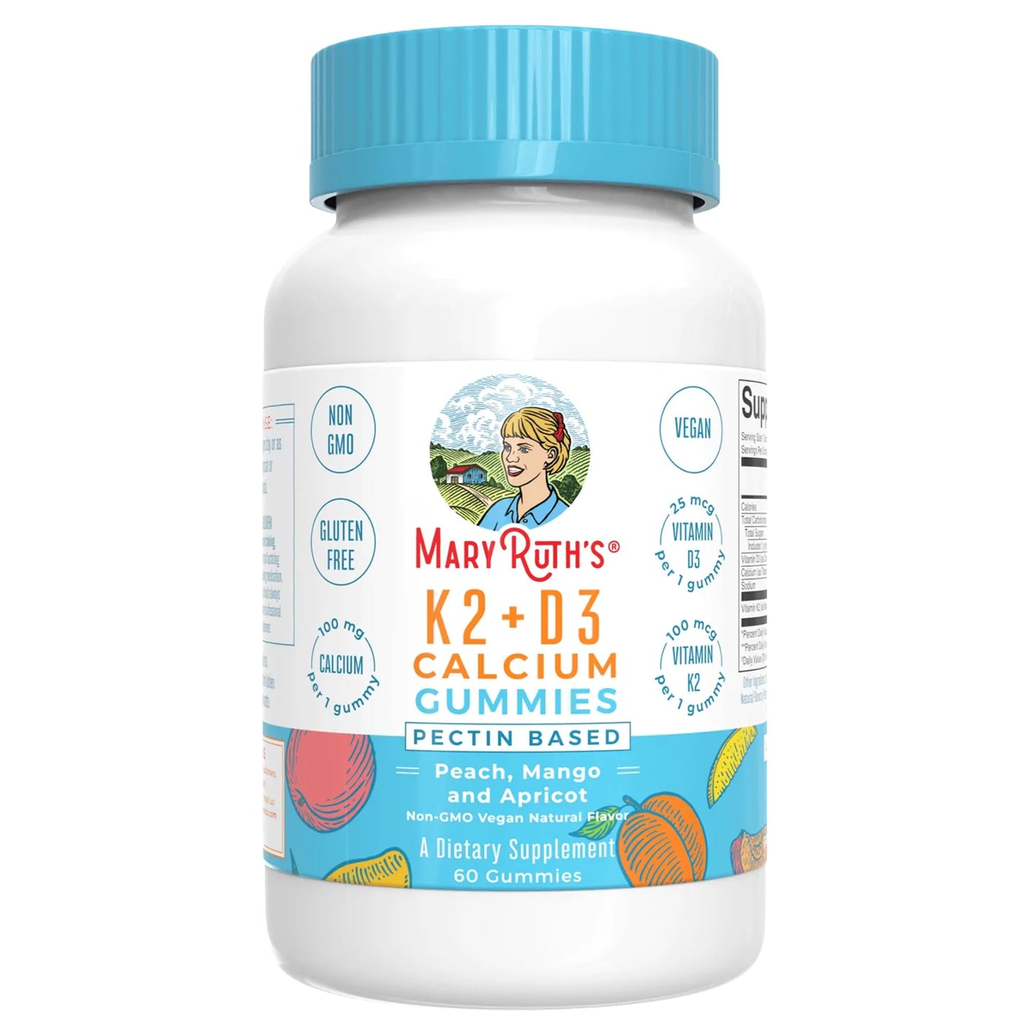 MARYRUTH'S Organics Calcium with Vitamin D & Vitamin K2, 2 Month Supply, Calcium Supplement Supports Bone Health & Joint Support, with Vitamins D3 K2 Gummies MARYRUTH'S