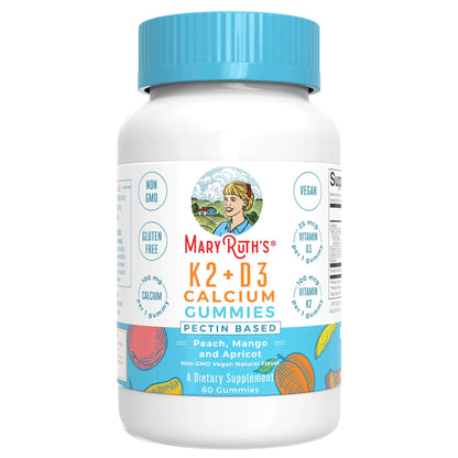 MARYRUTH'S Organics Calcium with Vitamin D & Vitamin K2, 2 Month Supply, Calcium Supplement Supports Bone Health & Joint Support, with Vitamins D3 K2 Gummies MARYRUTH'S