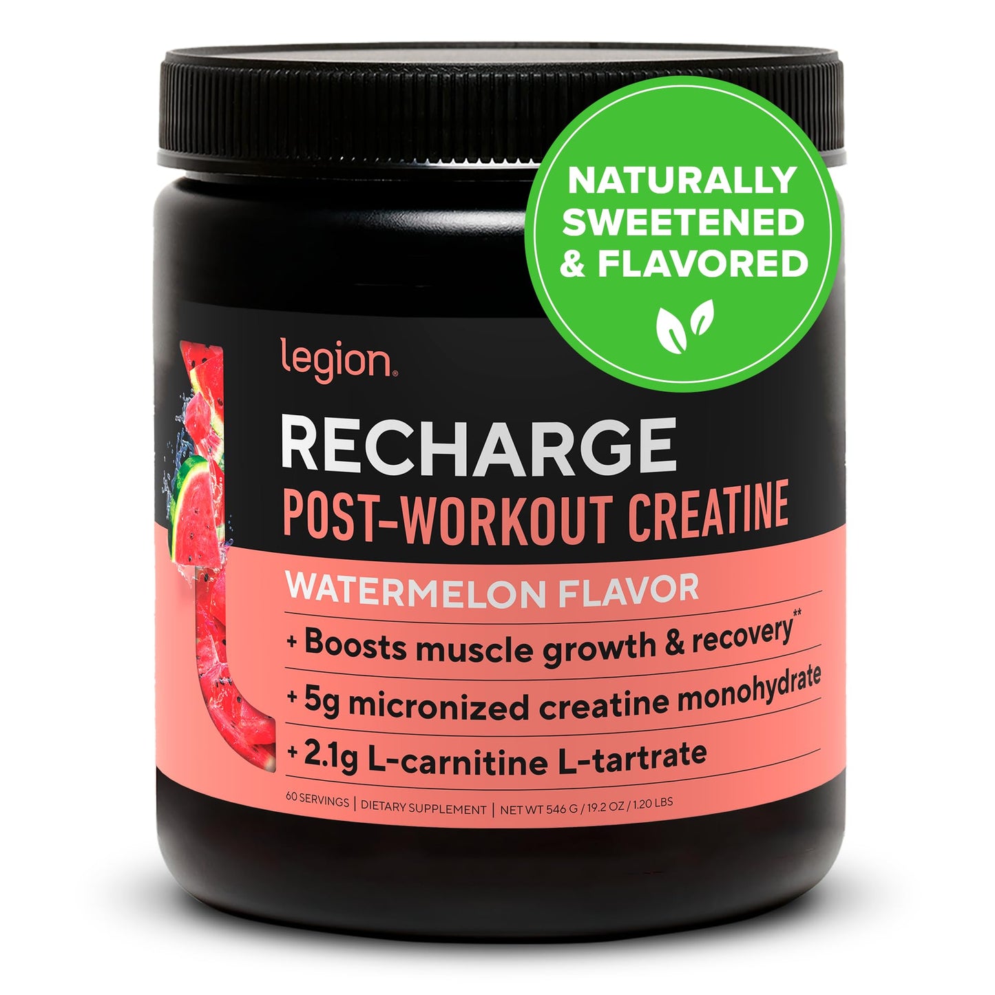 LEGION Recharge Post Workout Drink - Micronized Creatine Monohydrate Natural Post Workout Recovery Drink - Muscle Builder & Recovery Booster Post Workout Supplements (Strawberry Lemonade, 30 Servings)