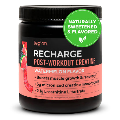 LEGION Recharge Post Workout Drink - Micronized Creatine Monohydrate Natural Post Workout Recovery Drink - Muscle Builder & Recovery Booster Post Workout Supplements (Strawberry Lemonade, 30 Servings)