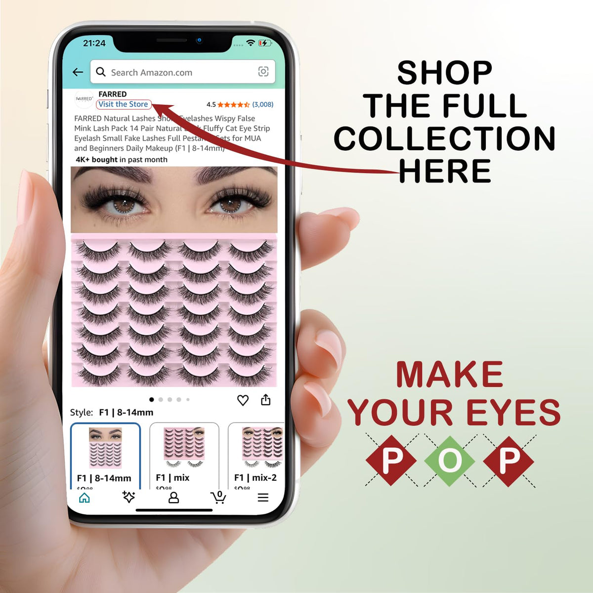 FARRED Natural Lashes Short Eyelashes Wispy False Mink Lash Pack 14 Pair Natural Look Fluffy Cat Eye Strip Eyelash Small Fake Lashes Full Pestañas Sets for MUA and Beginners Daily Makeup (F1 | 8-14mm) FARRED
