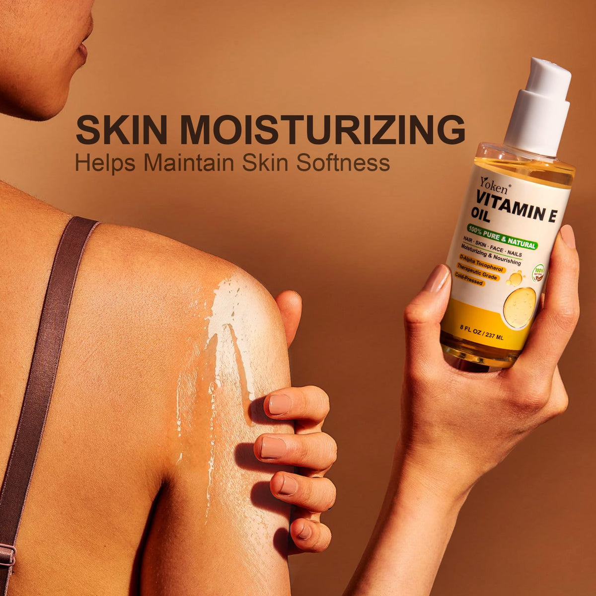 Yoken Vitamin E Oil for Skin Face Body 8 Oz Cold Pressed Vitamine Body oils Yoken