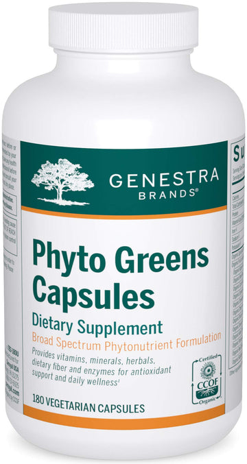 Genestra Brands Phyto Greens Capsules | Vitamins, Dietary Fiber and Enzymes for Optimum Nutrition | 180 Capsules Genestra Brands buy australia supplements