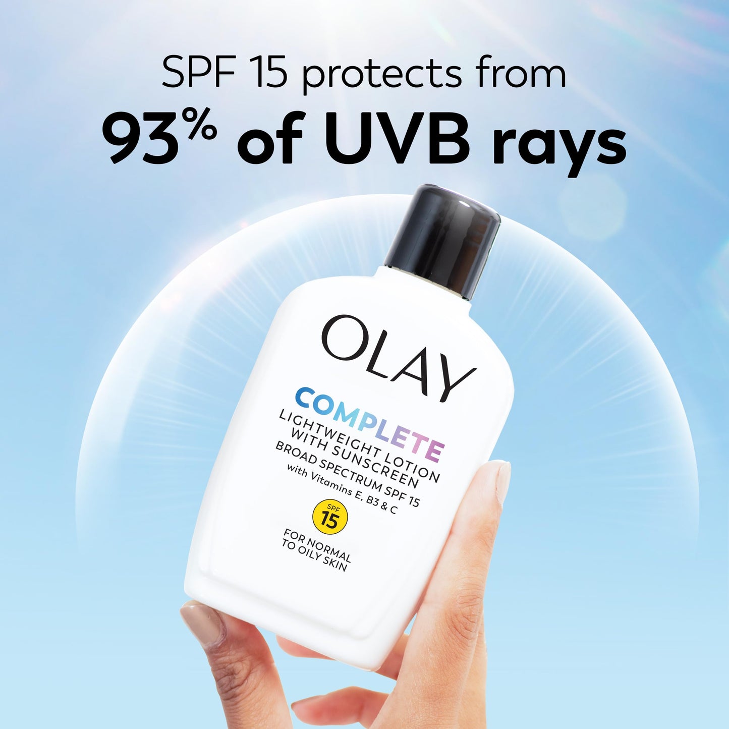 Olay Face Moisturizer, Complete with Sunscreen SPF 15, Daily Facial Lotion for Normal Skin, Lightweight Hydrating Broad Spectrum Sun Protection Olay