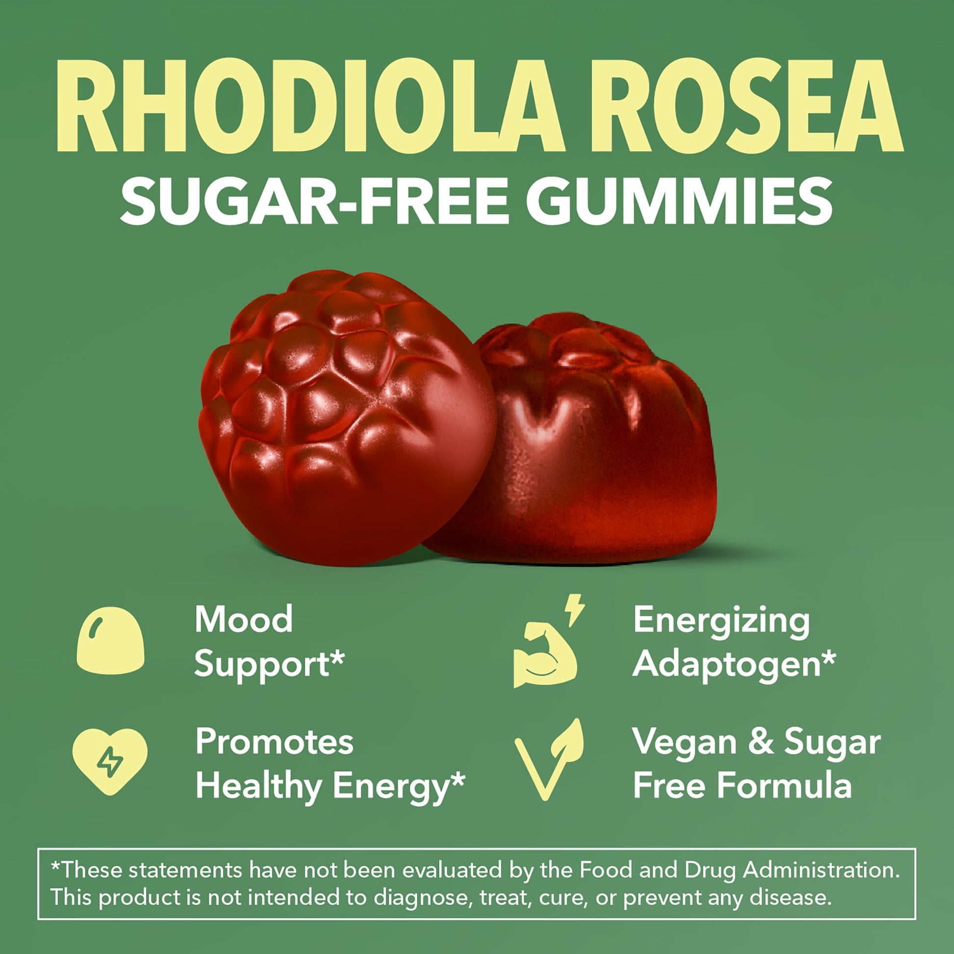 Rhodiola Rosea Gummies, Sugar Free Rhodiola Supplement, 30 Servings | Herbal Adaptogen for Mental Clarity and Performance, 60 Count, Vegan and Gluten-Free, Mixed Berry Flavor, 1-Month Supply Gsupps Australia