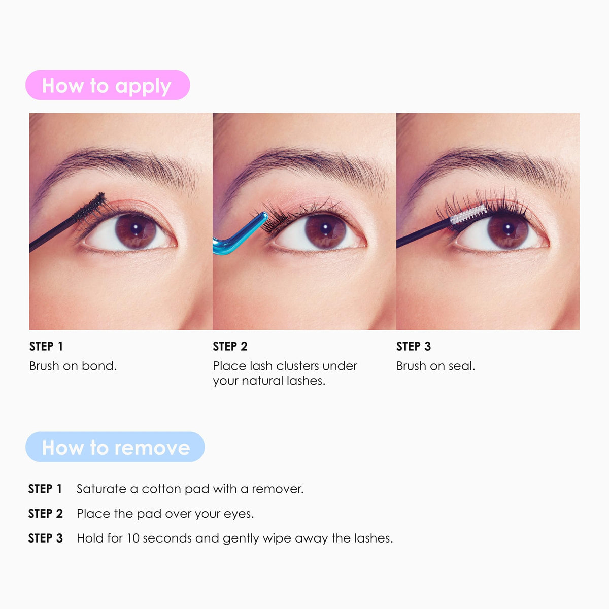 Falscara Lash Clusters Kit, 36 Black Band At-Home Lash Extensions Starter Kit with Bond, Seal and Applicator, Lengthening, 10mm - 12mm Reusable Underlash Wisps, All-Day Wear (Remover Sold Separately) FALSCARA