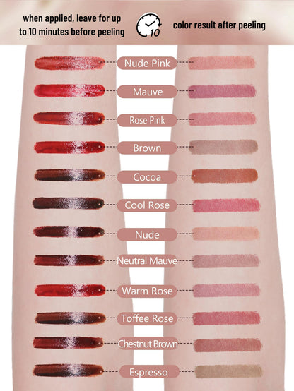 QCMME Lip Stain Peel Off Lip Liner Stain with Tweezer, Long Lasting Matte Lip Tint Tattoo, Highly Pigmented Color Lip Makeup, Waterproof Lipstick, Transfer-proof Lipstain for Women, Nude Pink QCMME