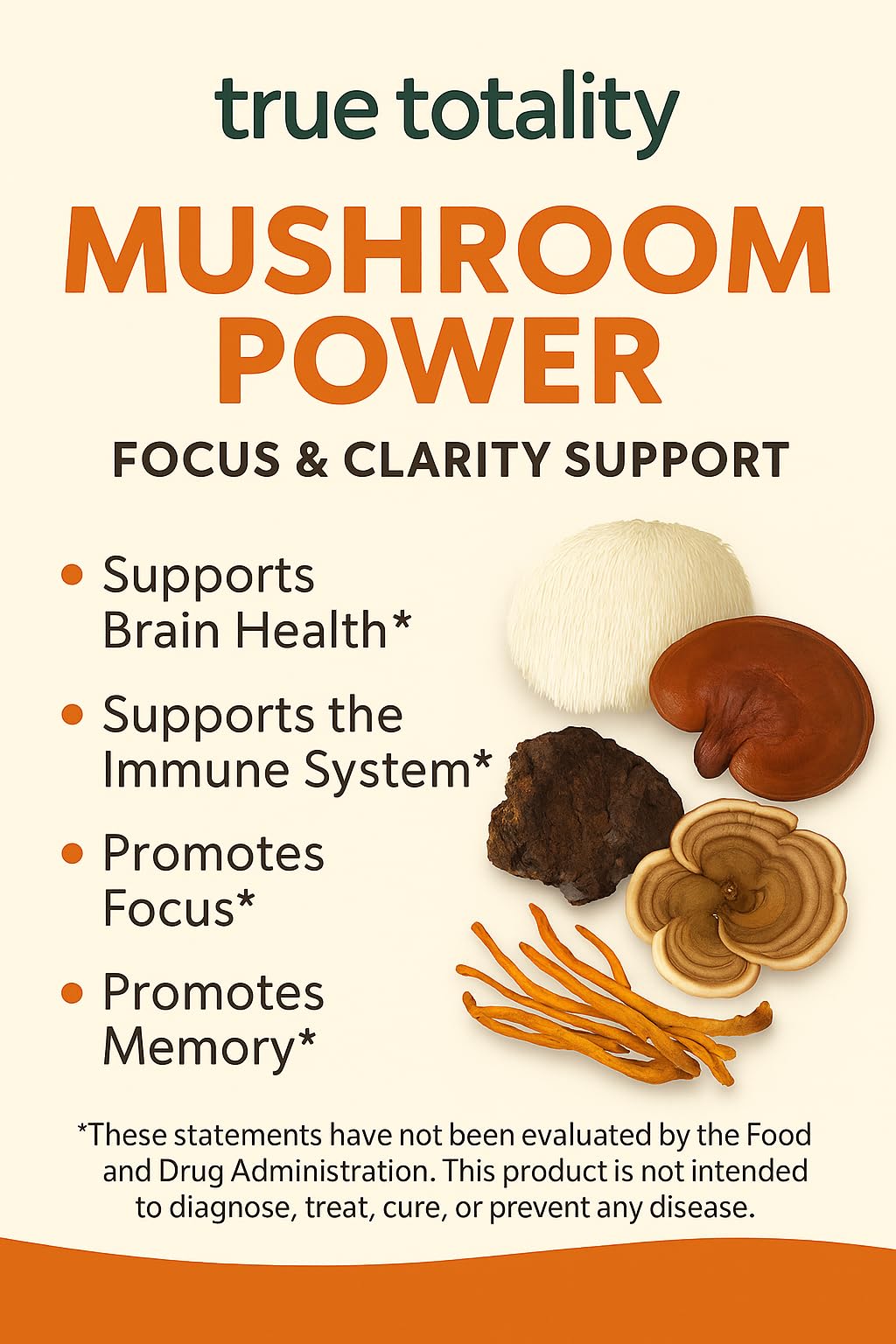 Mushroom Complex Capsules with Lion’s Mane, Reishi, Cordyceps, Chaga & Turkey Tail – True Totality Mushroom Power – Immune, Energy & Focus Support – 90 Vegan Capsules True Totality buy australia supplements