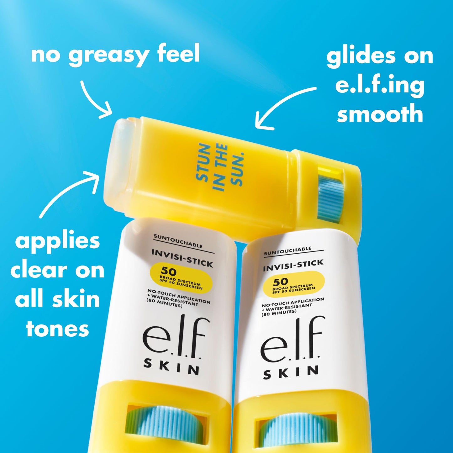 e.l.f. SKIN Suntouchable Invisi-Stick SPF 50, Clear Sunscreen For A Natural Finish, Made With Moisturizing Sunflower Seed Oil, Vegan & Cruelty-Free e.l.f.