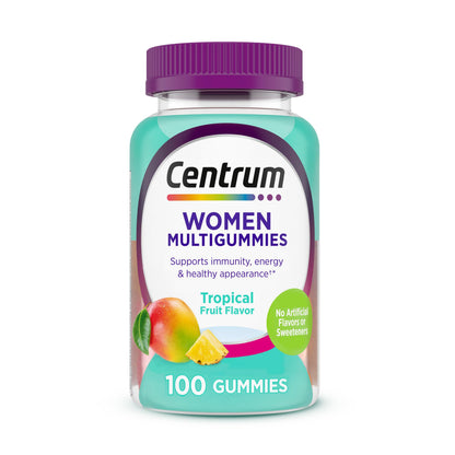 Centrum Women’s Multivitamin Gummies, Immune, Energy, Healthy Appearance Support, 100 Count, 50 Day Supply Centrum