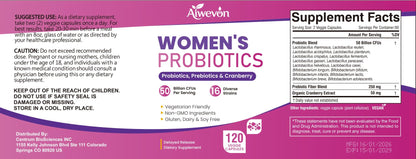 Women Probiotics 50 Billion CFU: Probiotics for Women with Prebiotics & Cranberry, 16 Strain Probiotic Supplement for Digestive Gut Health, Vaginal & Urinary Tract Support Aiwevon