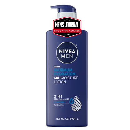 NIVEA MEN Maximum Hydration Lotion, 48-Hour Body Moisturizer, 16.9 FL OZ NIVEA MEN