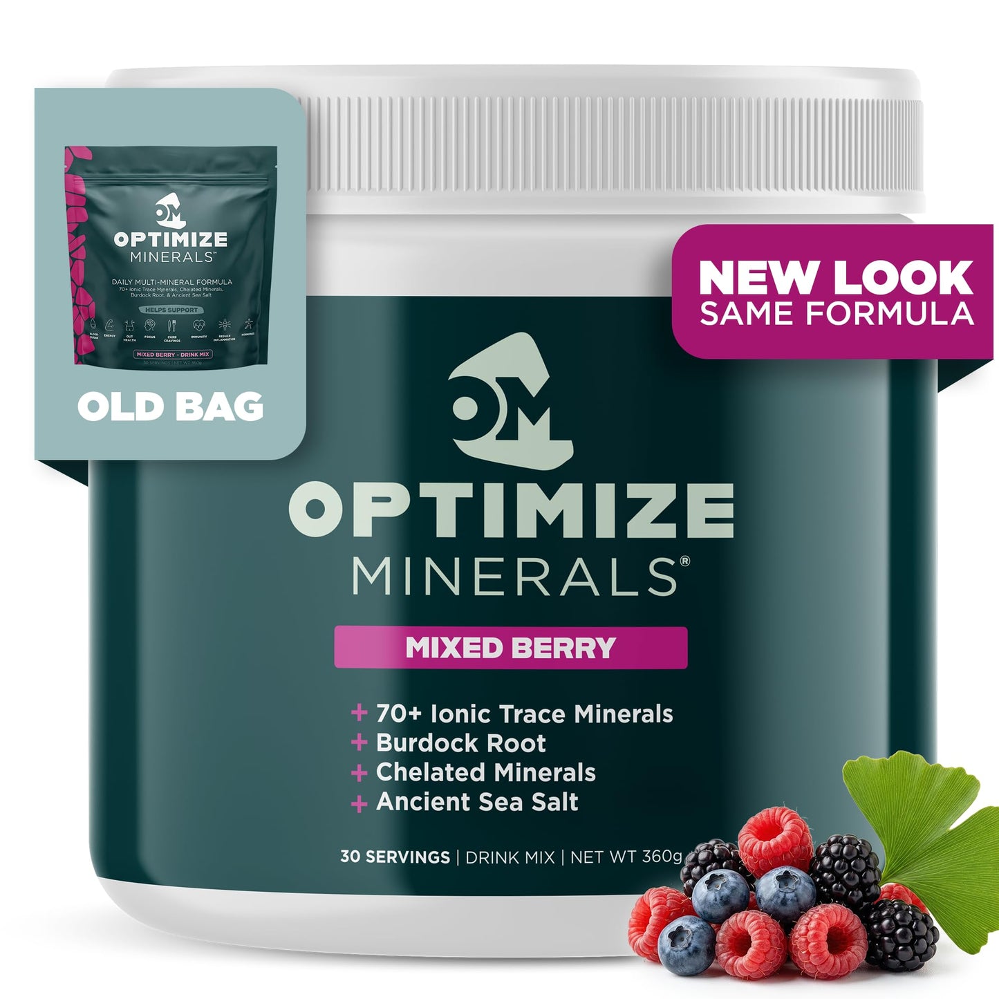 Optimize Minerals Multi Mineral - New Look Same Daily Formula – Magnesium, Electrolytes & Trace Mineral Supplement Powder - Gluten Free Vitamins Drink Optimize Minerals