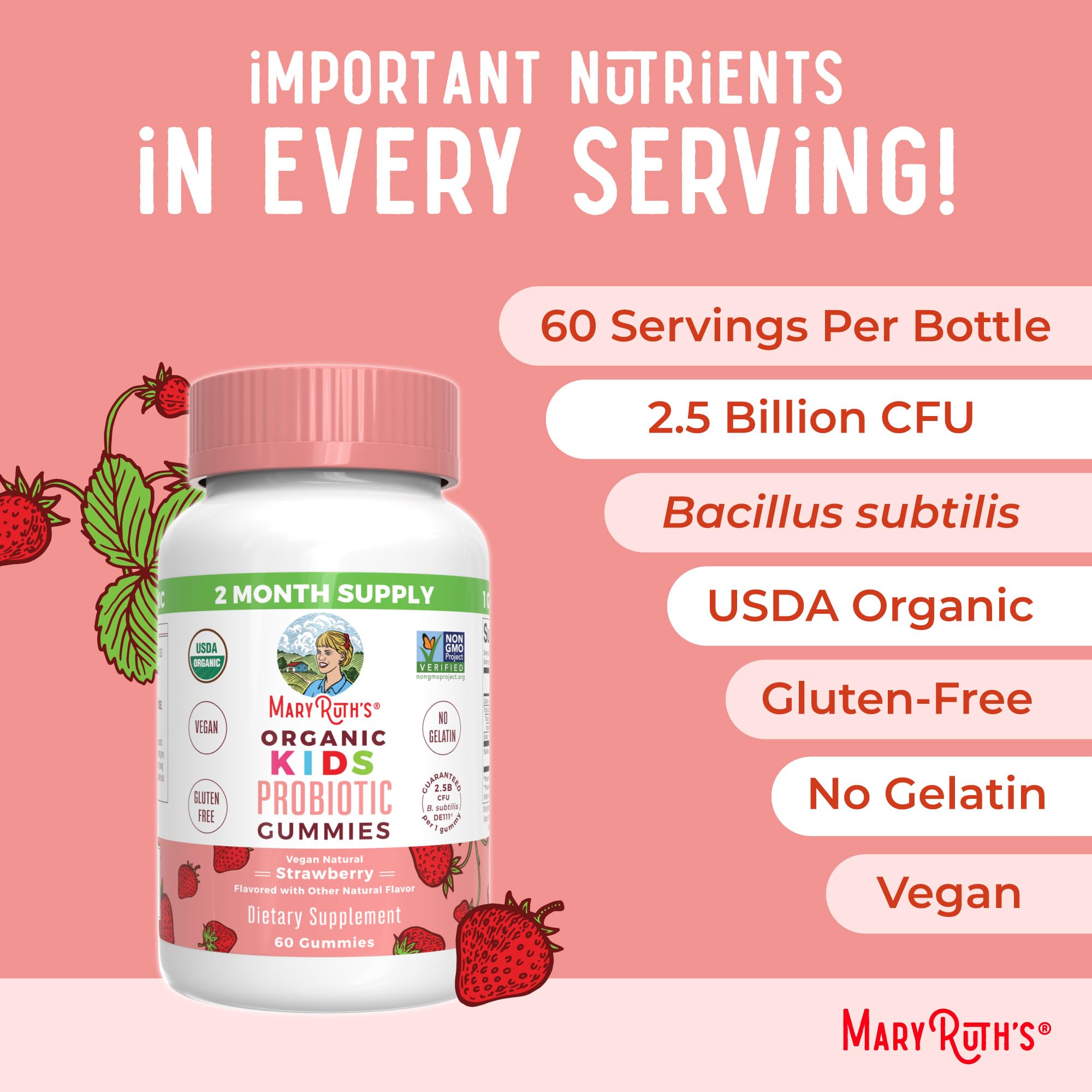 MaryRuth Organics Kids Probiotics for Digestive Health | USDA Probiotic Gummies | 2 Month Supply | Kids Probiotics | Immune Support | Gut Health Supplement | Vegan | Non-GMO | Gluten Free | 60 Count MARYRUTH'S buy australia supplements