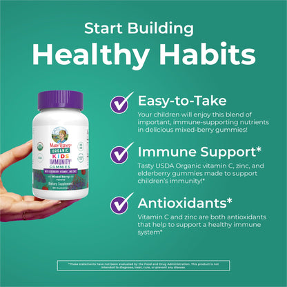 MaryRuth Organics Kids Immune Support Gummies | USDA Organic | Vitamin C, Zinc, and Elderberry Gummies for Kids| Immune Support for Ages 4+ | Vegan MARYRUTH'S
