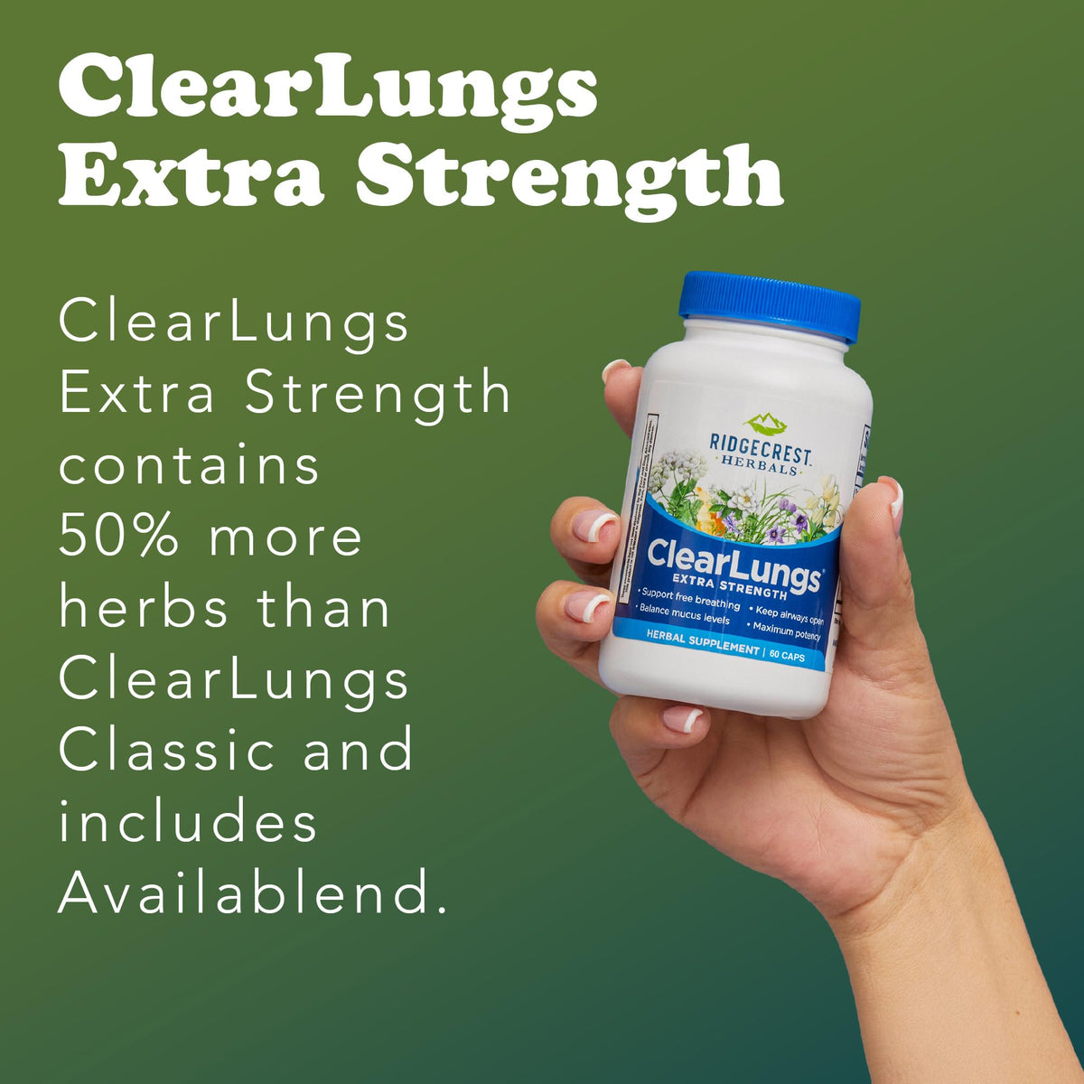 RidgeCrest Herbals ClearLungs Extra Strength, Daily Health Supplement, Natural Lung and Nasal Wellness Formula RidgeCrest Herbals