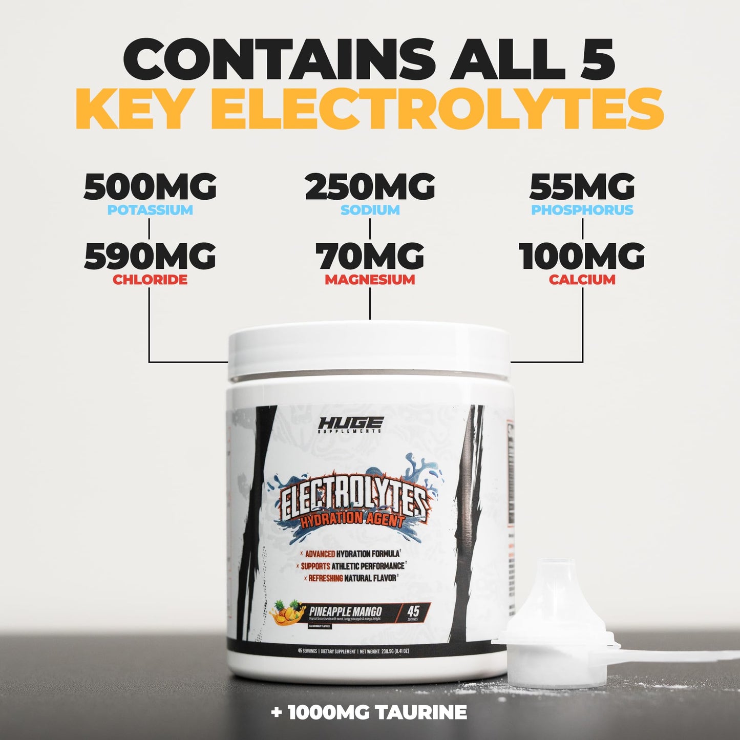 Huge Supplements Electrolytes Powder - Advanced Hydration Formula w/Full Electrolyte Profile - Sugar Free, No Artificial Flavors or Colors - 45 Servings (Artic Lime)