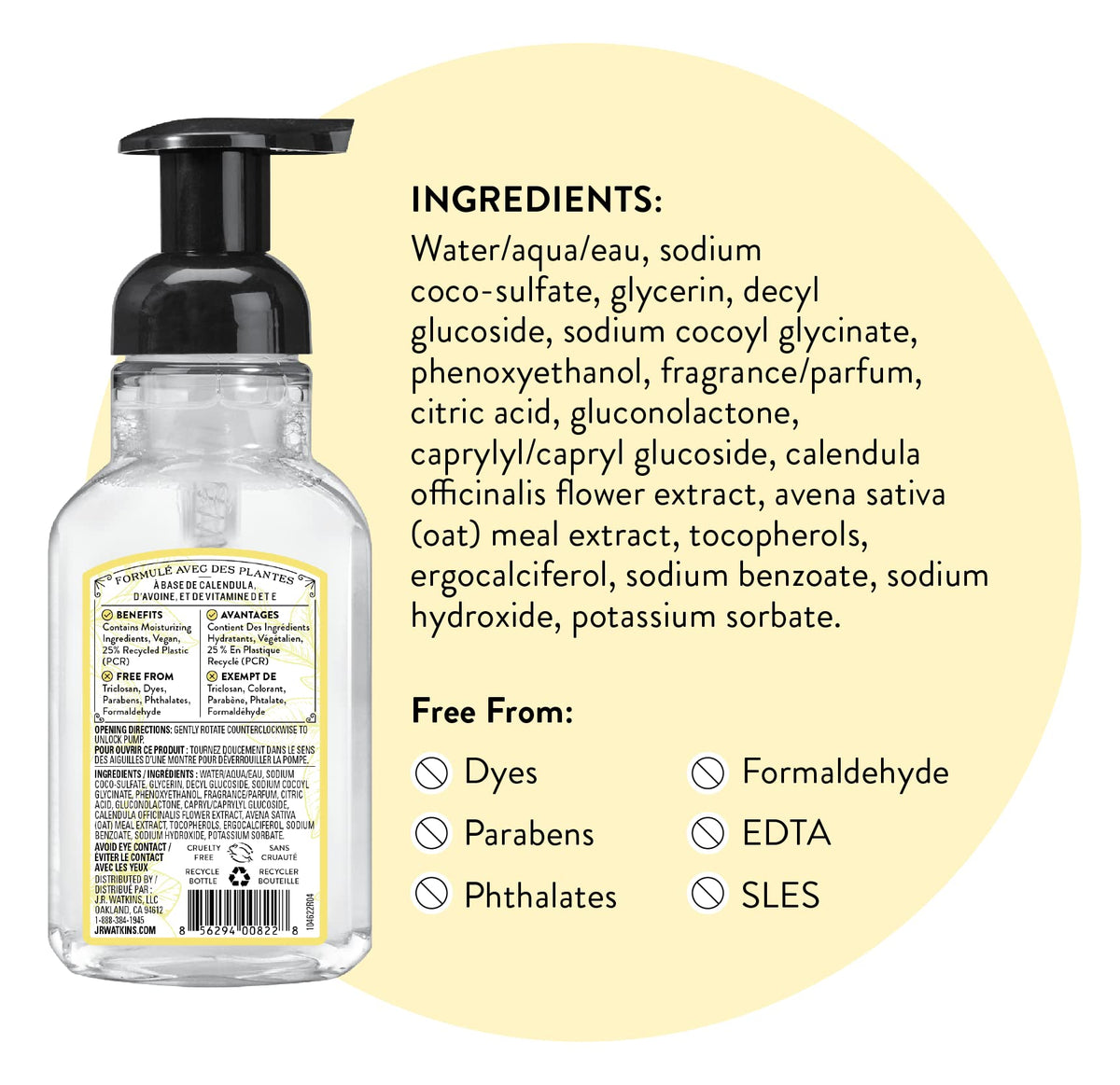 J.R. Watkins Moisturizing Foam Hand Soap Dispenser 3 Pack, Lemon, 9 fl oz J.R. Watkins