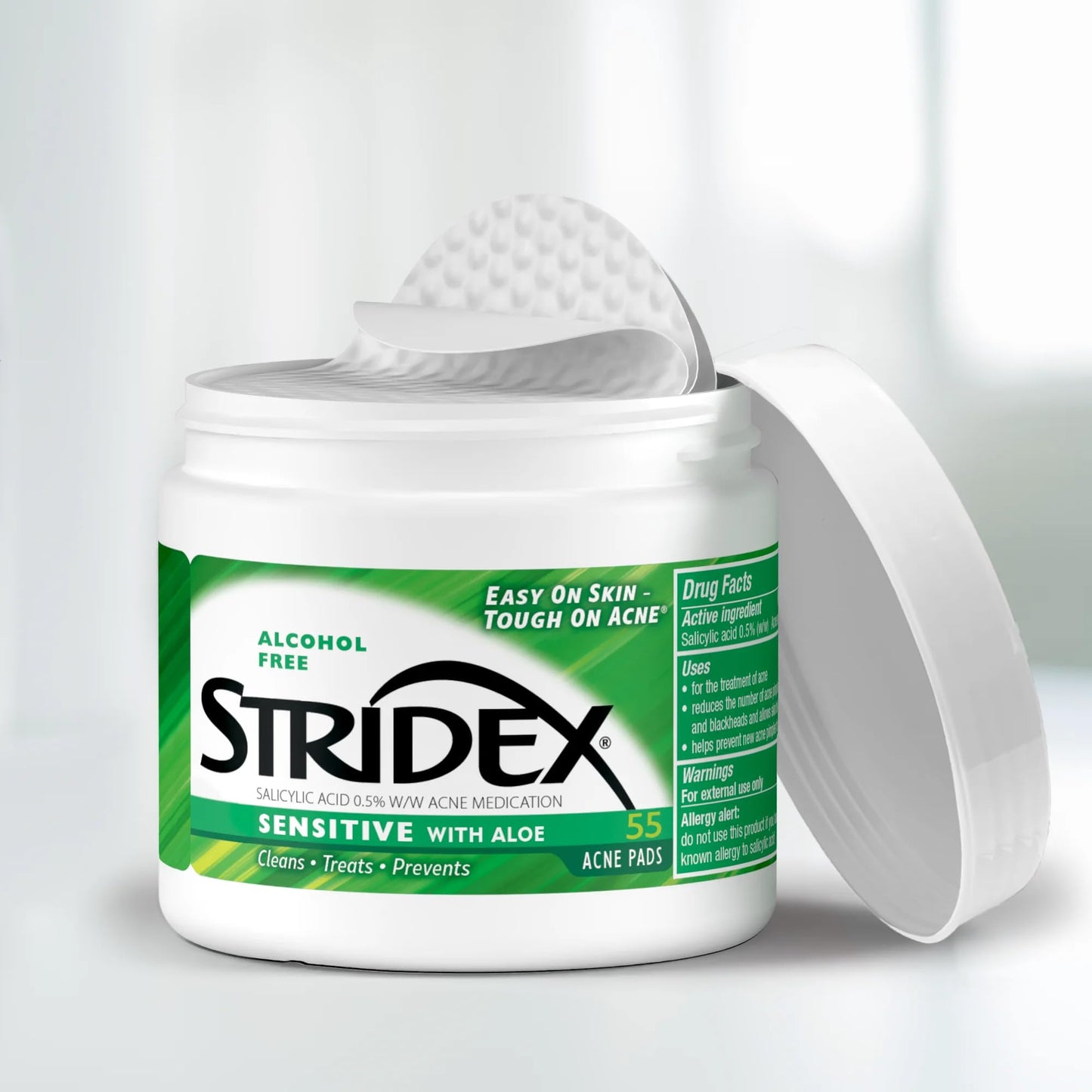 Stridex Acne Pads Sensitive With Aloe 55 Count Alcohol-Free Stridex