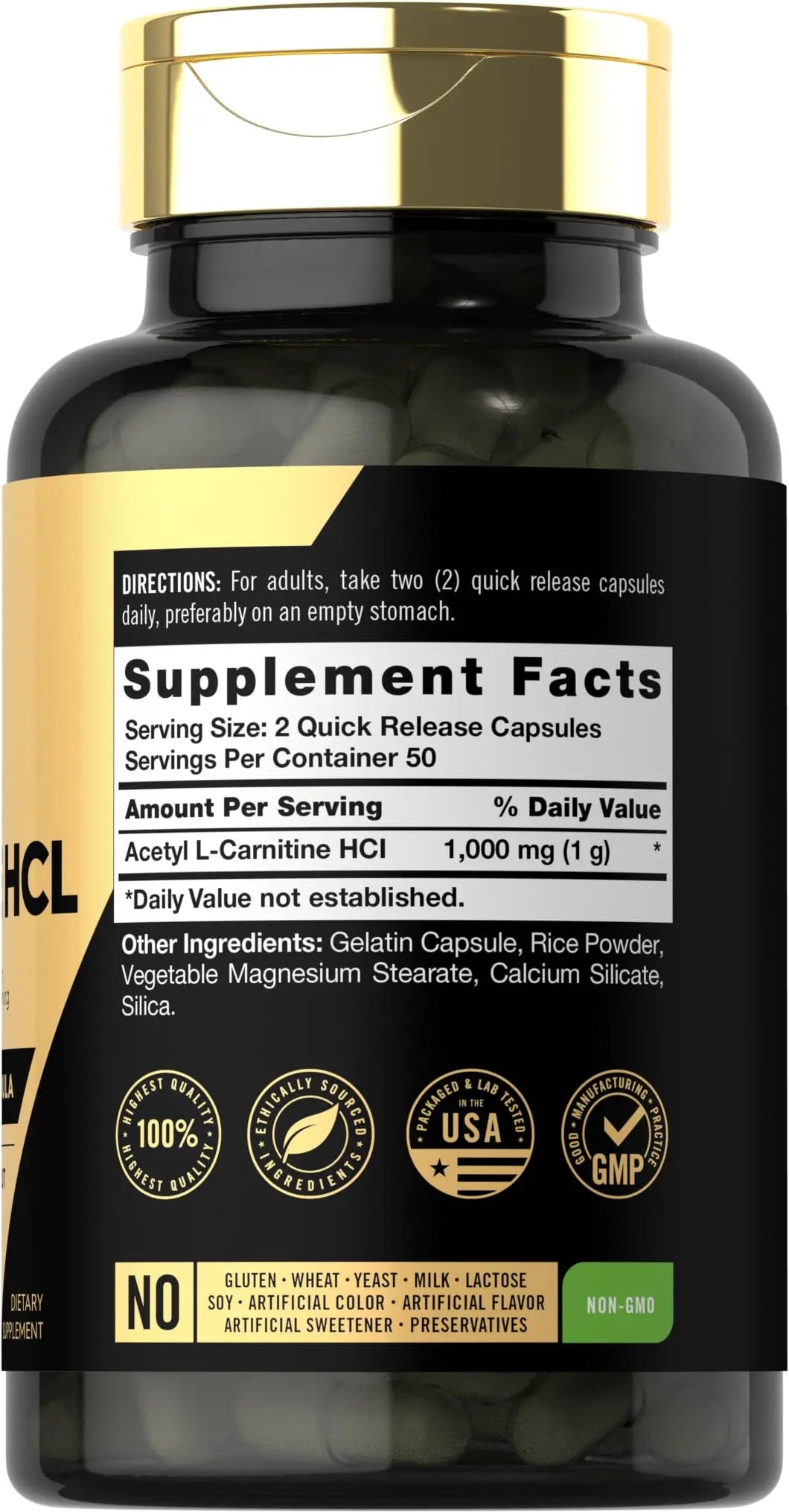 Carlyle Acetyl L-Carnitine HCL | 1000mg | 100 Capsules | Advanced Athlete Formula | Pre-Workout Supplement | Non-GMO & Gluten Free Carlyle