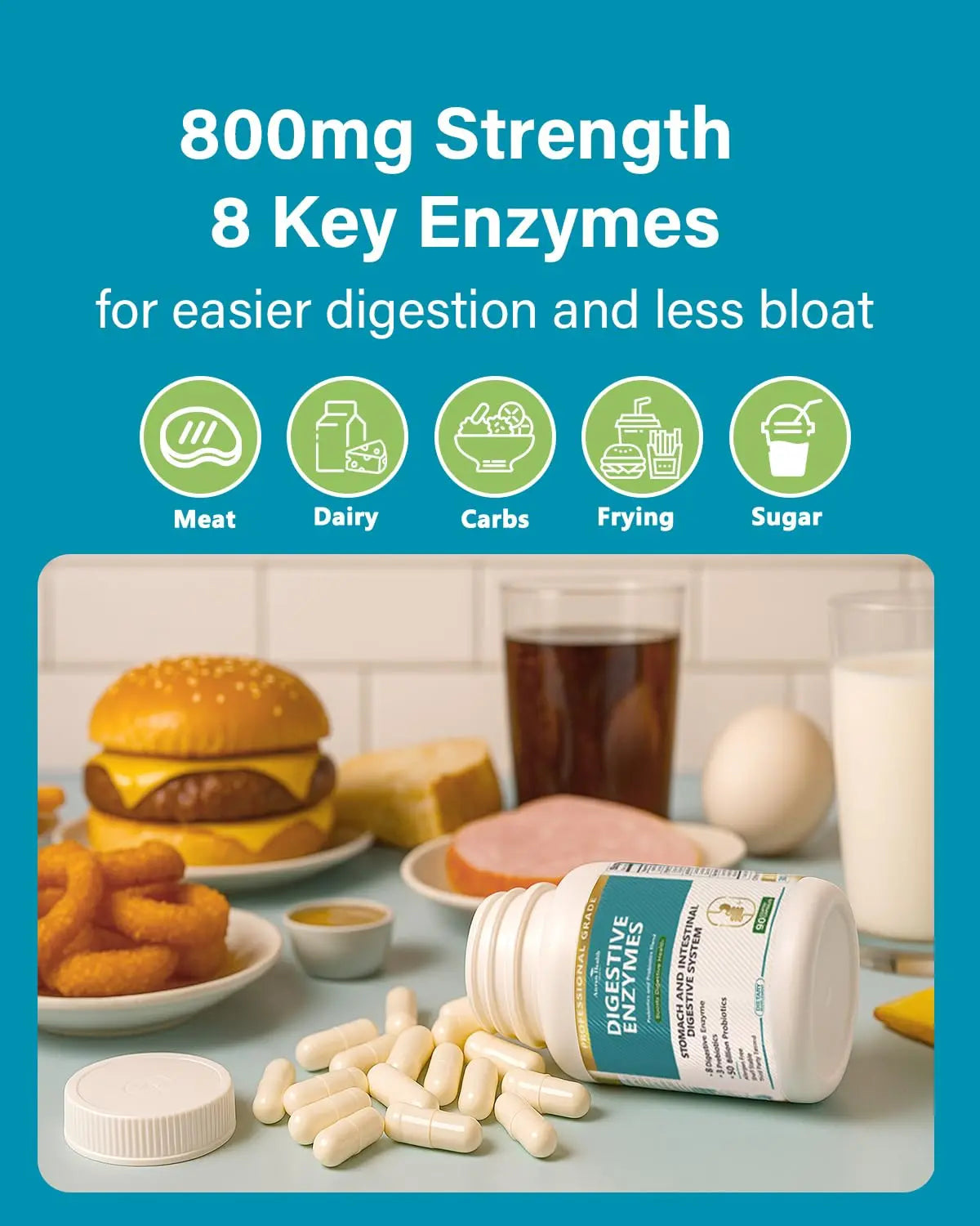 Anven Health 800mg Digestive Enzymes for Men and Women with Probiotics & Prebiotics, 8 Key Enzymes, Protease, Amylase & Lipase | 270 Capsules - A 90-Day Supply Anven Health